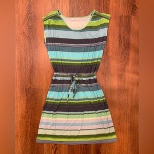 Ann Taylor LOFT Striped Multicolor Dress Womens Small EUC Summer Travel Vacation